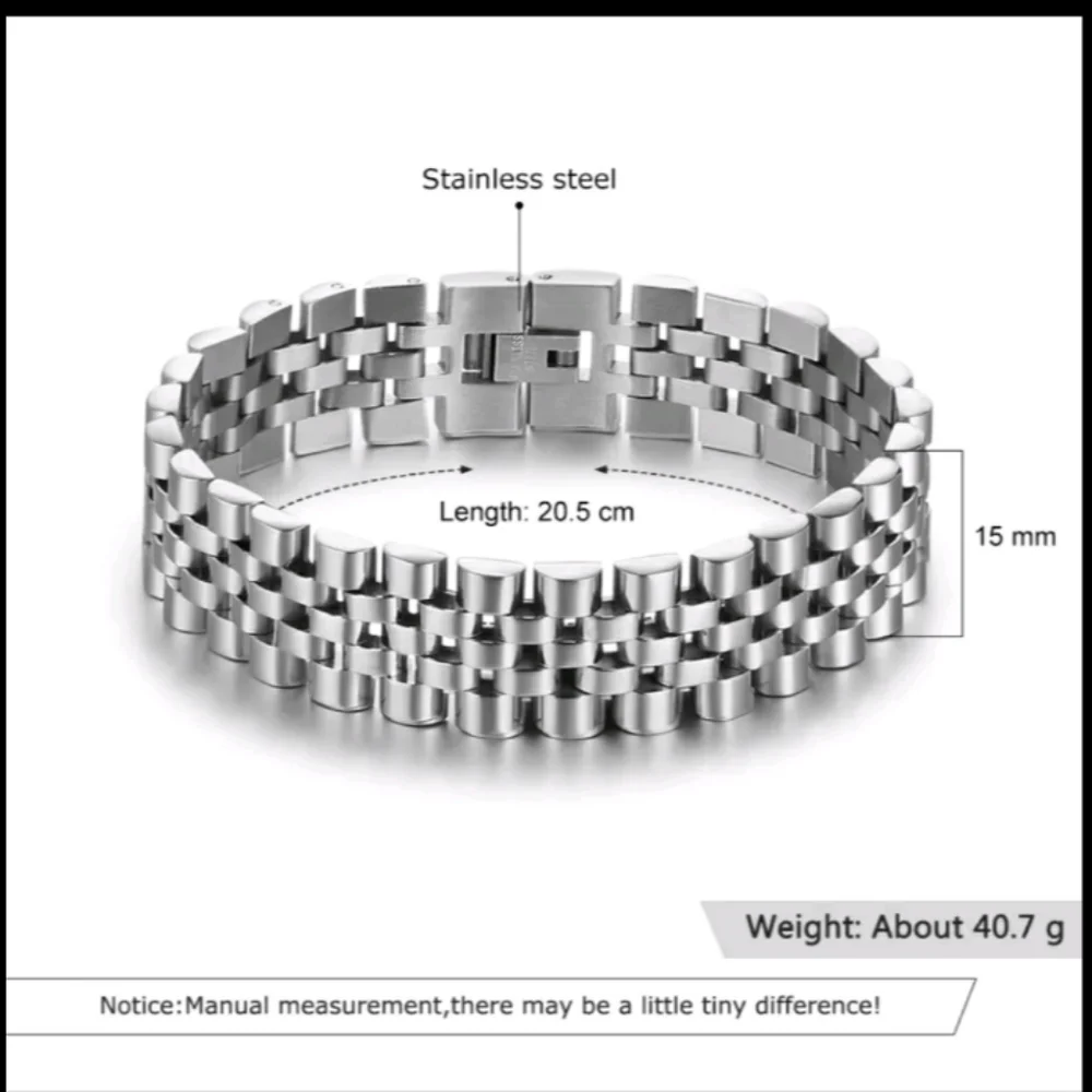 316L Stainless Steel Bracelet For Men Women 15MM Wide Link - Picture 2 of 3